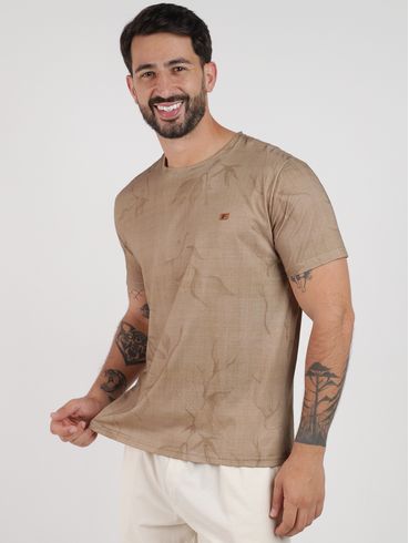 Camiseta Manga Curta Estampada Masculina BEGE