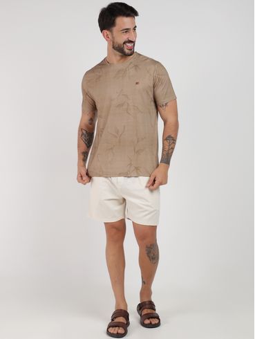 Camiseta Manga Curta Estampada Masculina BEGE