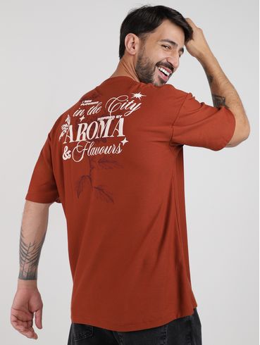 Camiseta Oversized Manga Curta Masculina MARROM