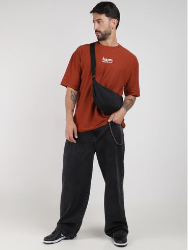 Camiseta Oversized Manga Curta Masculina MARROM