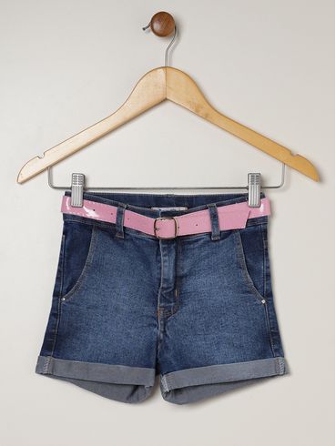Short Jeans Infantil Para Menina - AZUL