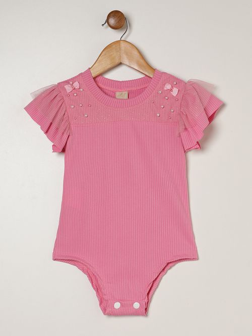 Body Canelado Infantil Para Menina - ROSA
