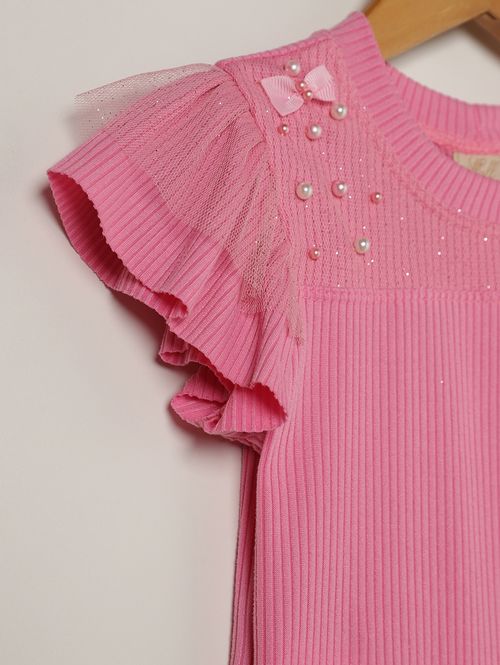 Body Canelado Infantil Para Menina - ROSA