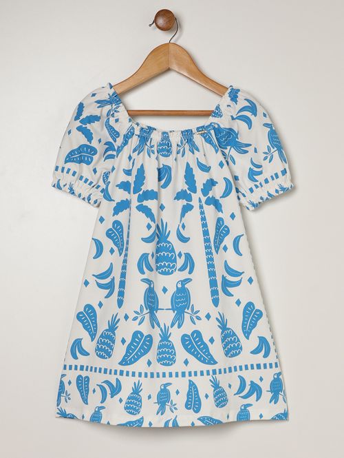 Vestido Cotton Infantil Para Menina - AZUL