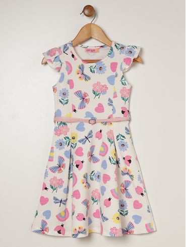 Vestido Com Cinto Infantil Para Menina - AZUL