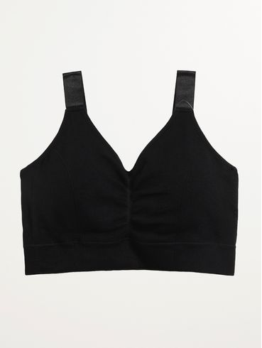 Sutiã Top Jacquard Sem Costura Plus Size Feminino PRETO