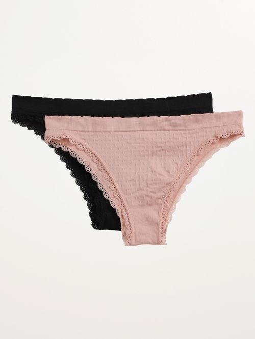 Kit com 02 Tanga e Bíquini Feminina ROSA/PRETO