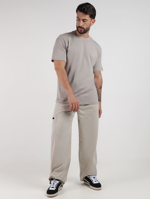 Calça Sarja Skater Cargo Masculina AREIA