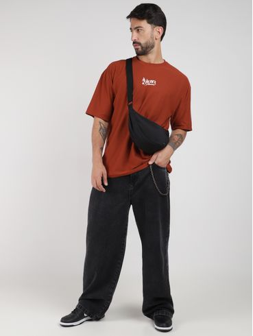 Calça Jeans Skater Detalhe Corrente Masculina PRETO