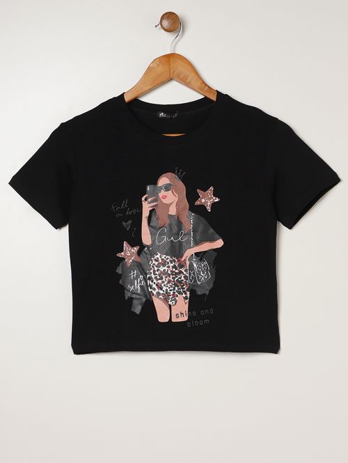 Blusa Viscolycra Juvenil Para Menina PRETO