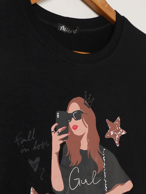 Blusa Viscolycra Juvenil Para Menina PRETO