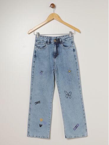 Calça Jeans Reta juvenil Para Menina - AZUL