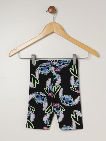 Bermuda Stitch Disney Infantil Para Menina - PRETO