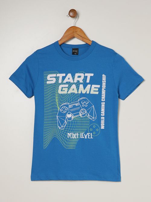Camiseta Manga Curta Juvenil Para Menino - AZUL