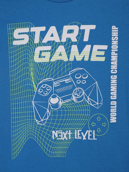 Camiseta Manga Curta Juvenil Para Menino - AZUL