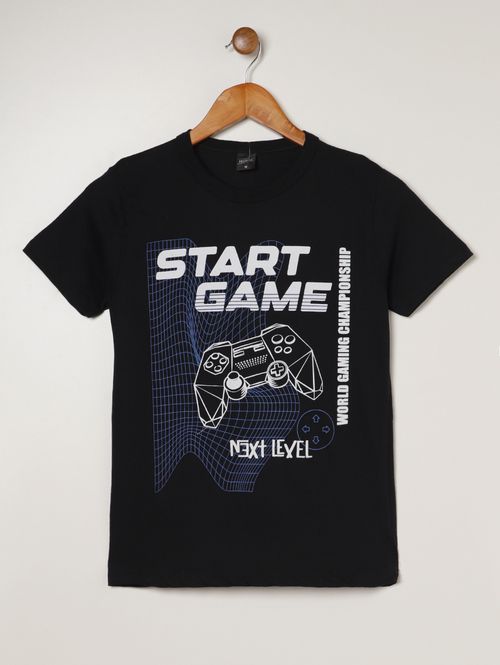 Camiseta Manga Curta Juvenil Para Menino - PRETO