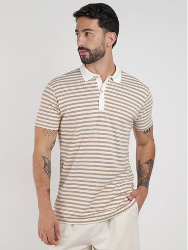 Polo Manga Curta Listrada Masculina OFF WHITE