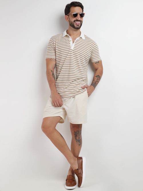 Polo Manga Curta Listrada Masculina OFF WHITE