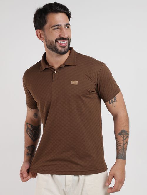 Polo Manga Curta Gangster Masculina MARROM