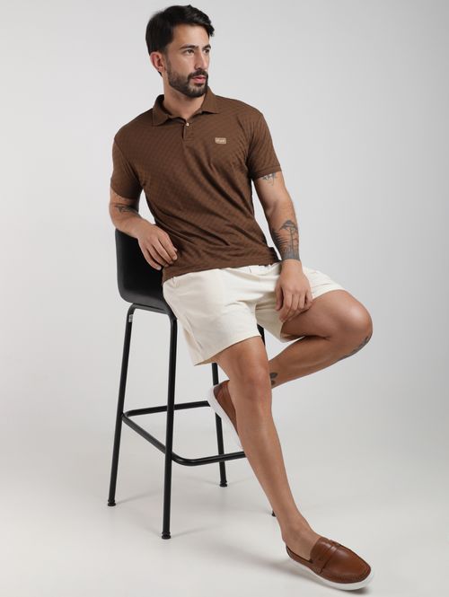 Polo Manga Curta Gangster Masculina MARROM