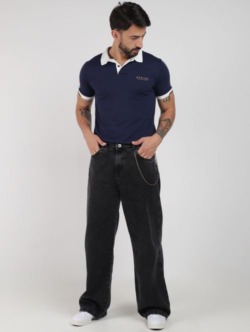 Polo Manga Curta Masculina MARINHO