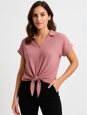 Blusa Manga Curta Autentique Feminina ROSA CLARO