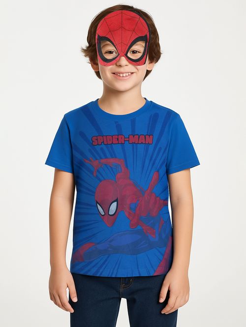 Camiseta e Máscara Infantil Para Menino - AZUL