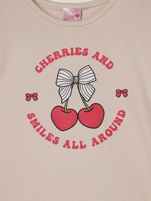 Blusa Cotton Manga Curta Infantil Para Menina- OFF WHITE