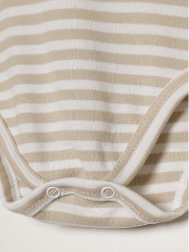 Body Listrado Infantil Para Bebê - CREME