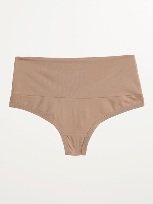 Calcinha Alta Microfibra Fio Duplo Feminina BEGE