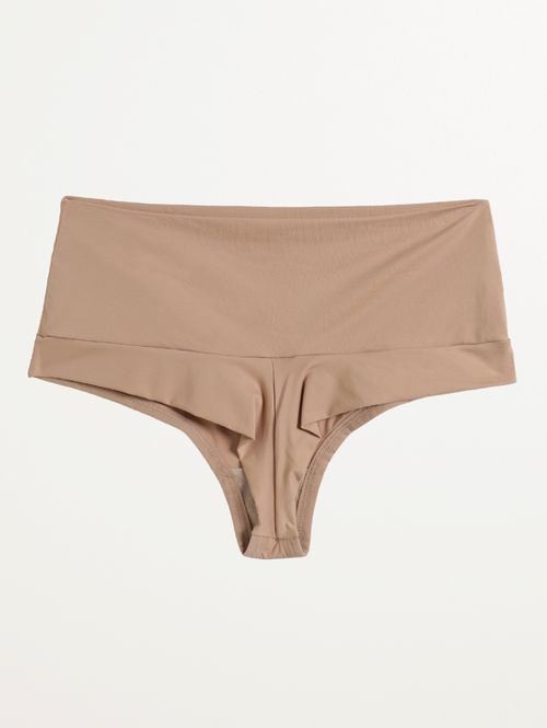 Calcinha Alta Microfibra Fio Duplo Feminina BEGE