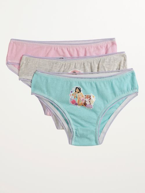 Kit Com 03 Calcinhas  Infantil Para Menina- ROSA/MESCLA/VERDE