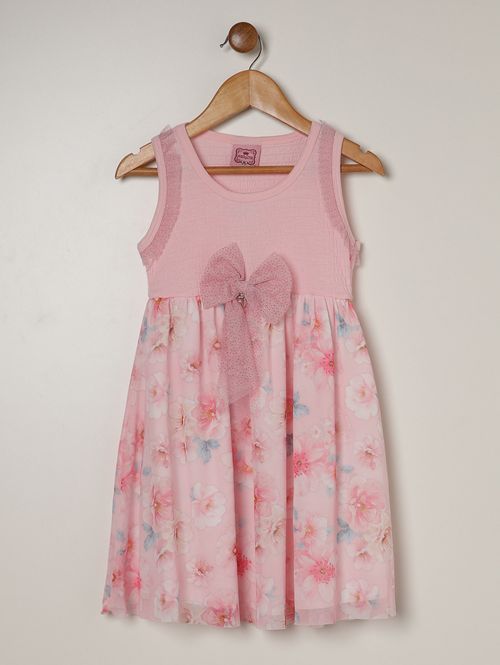 Vestido Malha Com Tule Infantil Para Menina - ROSA