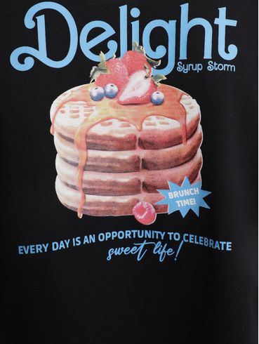 Camiseta Brunch Time Manga Curta Feminina PRETO