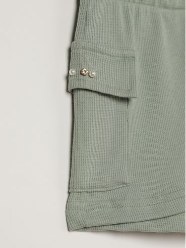 Short Malha Bolso Cargo Infantil Para Menina - VERDE CLARO