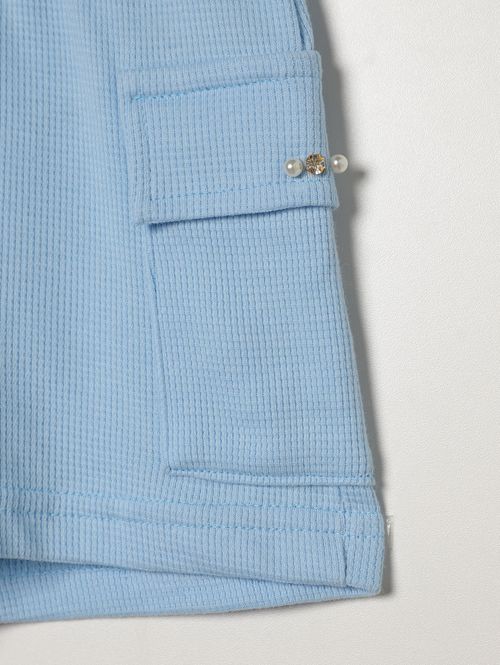 Short Malha Bolso Cargo Infantil Para Menina - AZUL CLARO