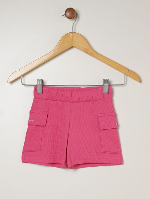 Short Malha Bolso Cargo Infantil Para Menina - ROSA