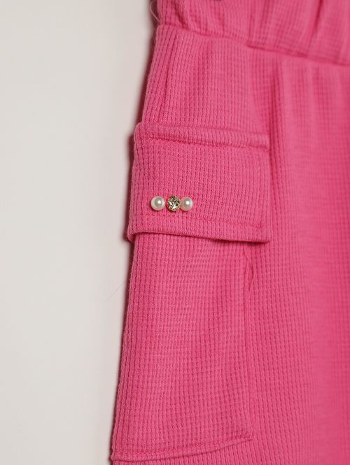 Short Malha Bolso Cargo Infantil Para Menina - ROSA