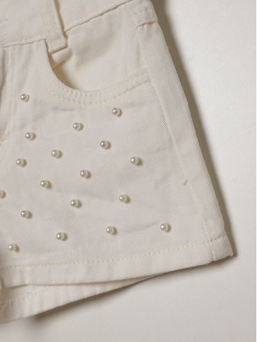 Short Sarja Infantil Para Menina - OFF WHITE