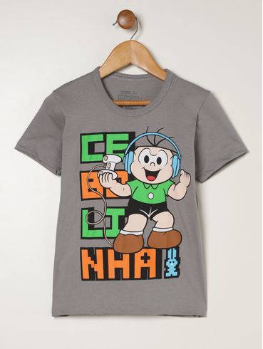 Camiseta Turma da Mônica Infantil Para Menino- CINZA