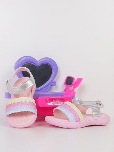 Sandália Toys Kidy Infantil Para Menina - ROSA/PRATA