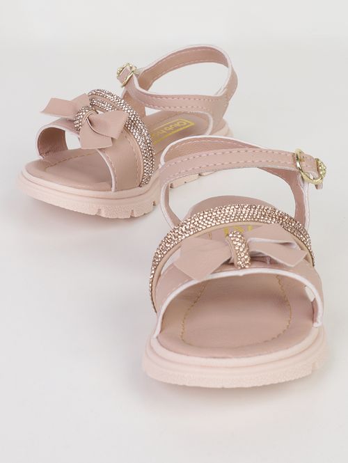 Sandália Belinha Laço Happy Infantil Para Menina- NUDE