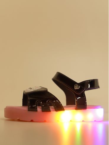 Sandália Led Gatinha Infantil Para Menina - PRETO/ROSA