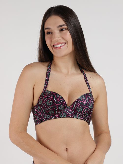 Biquíni Top Com Franzido Feminino MULTICOLORIDO