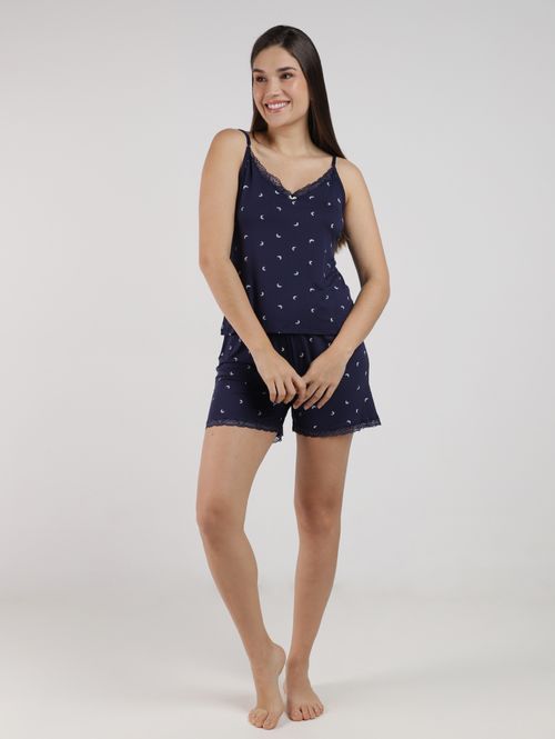 Short Doll Com Renda Feminino MARINHO
