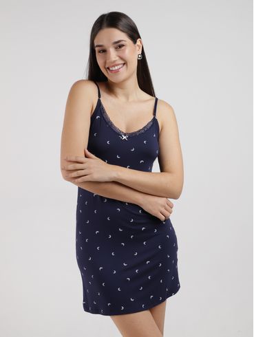 Camisola Com Renda Feminino MARINHO