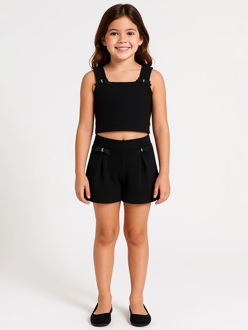Conjunto Curto Infantil Para Menina - PRETO