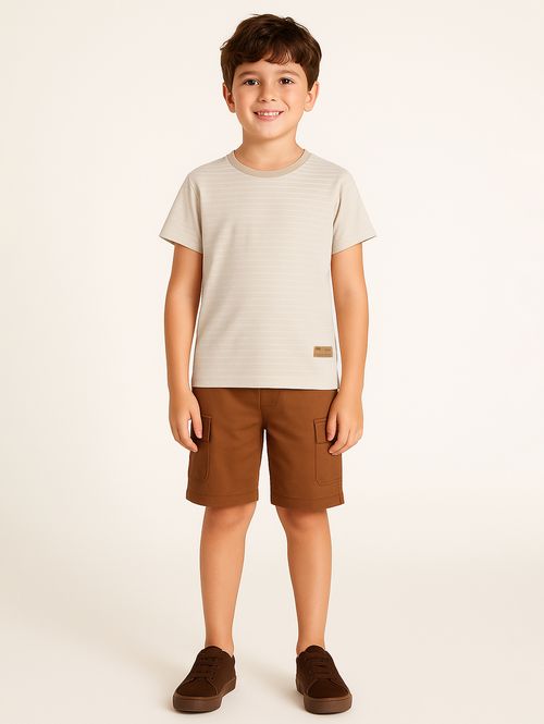 Conjunto Curto Kid+ Infantil Para Menino - BEGE