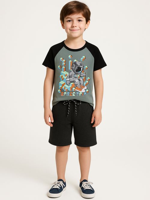 Conjunto Curto Moletinho Infantil Para Menino- VERDE