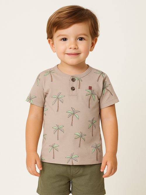 Camiseta Manga Curta Infantil Para Menino - BEGE